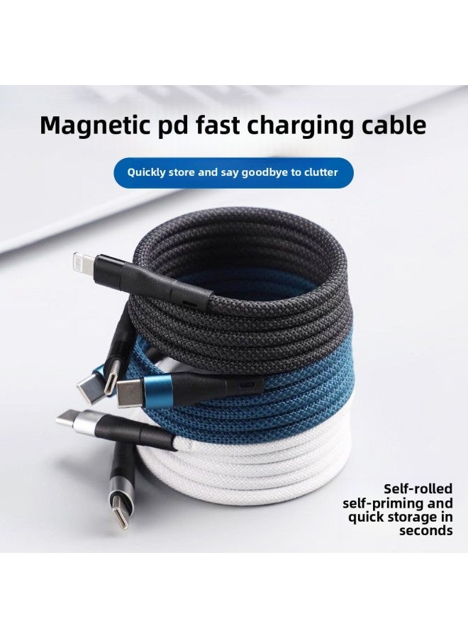 0W Car Usb Charging Cable Magnetic Flat PD Android Phone Flash 60wM Data Cable Ac For Huawei Typec-Colour:1m-Model:【blue】 Type-c/usb Interface 60w Fast Charging★Magnetic Absorption Without Tangling - Image 3